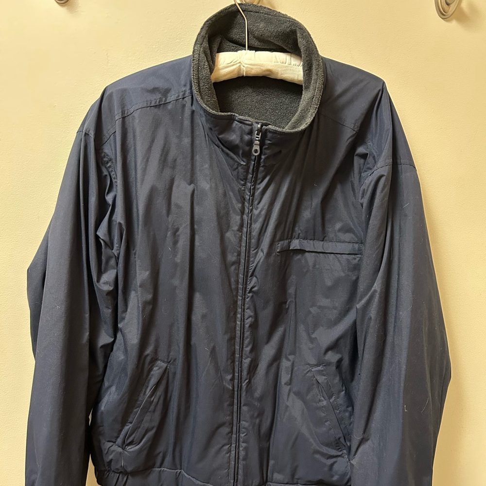 Men's extra large reversible, fleece bomber jacket.